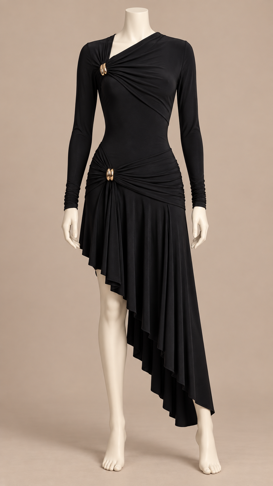 Esme Cascade Hem Maxi — Black mannequin front