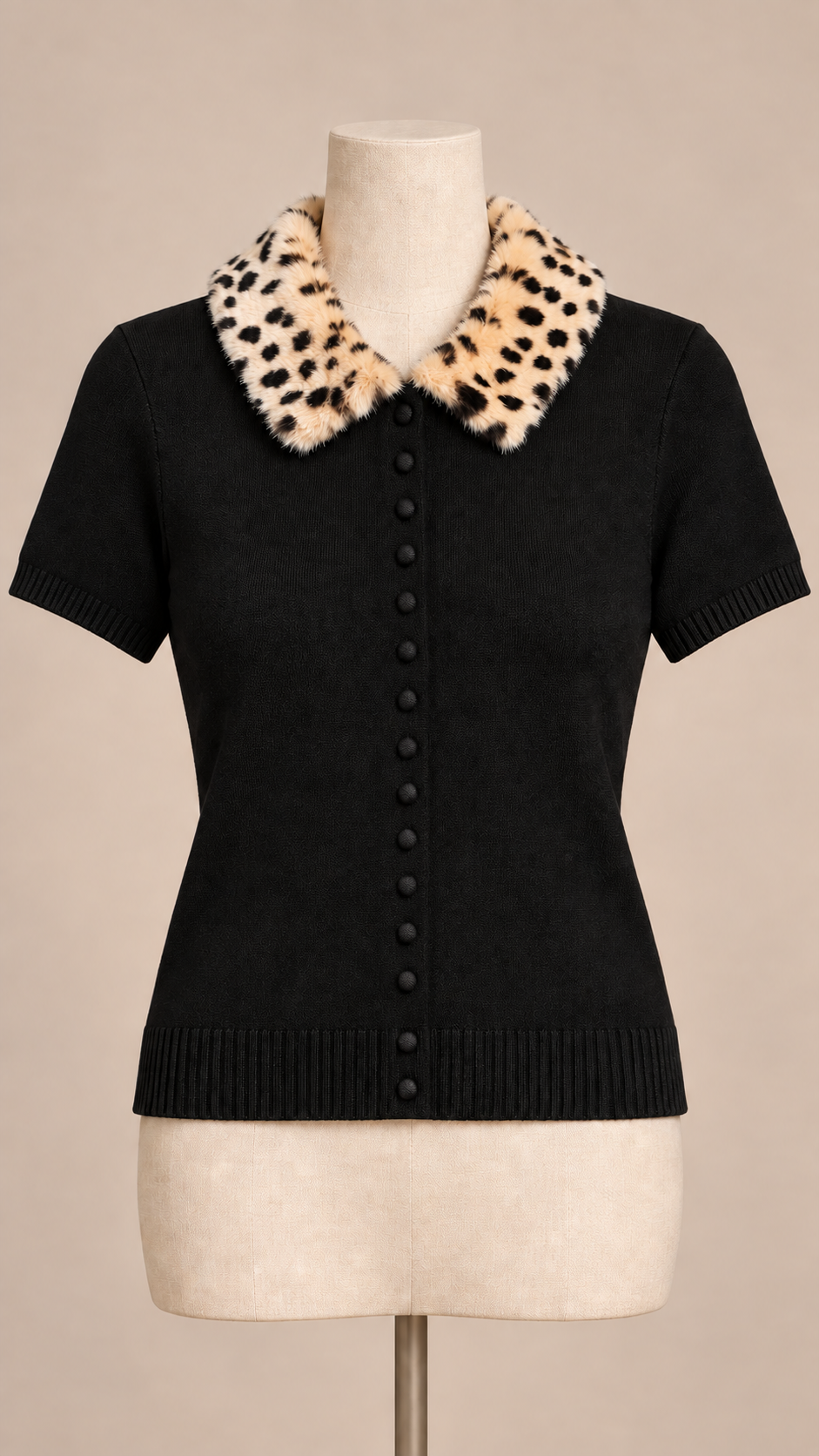 Emmeline Spotted Cardigan — Black mannequin front