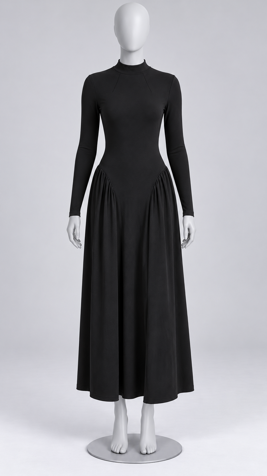 Leopoldine Mock-Neck Maxi — Black mannequin front