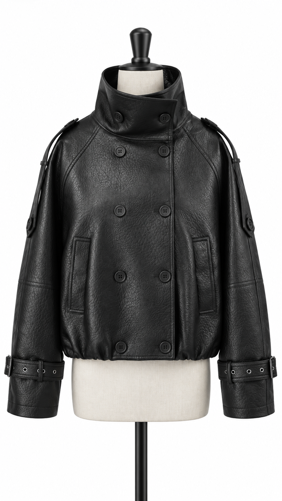 Romilly Funnel Jacket — Black mannequin front