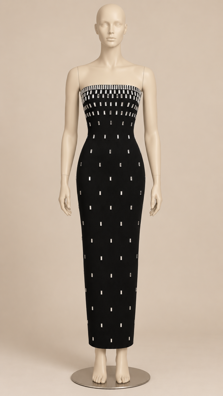 Rosella Baguette Maxi Dress — Black mannequin front