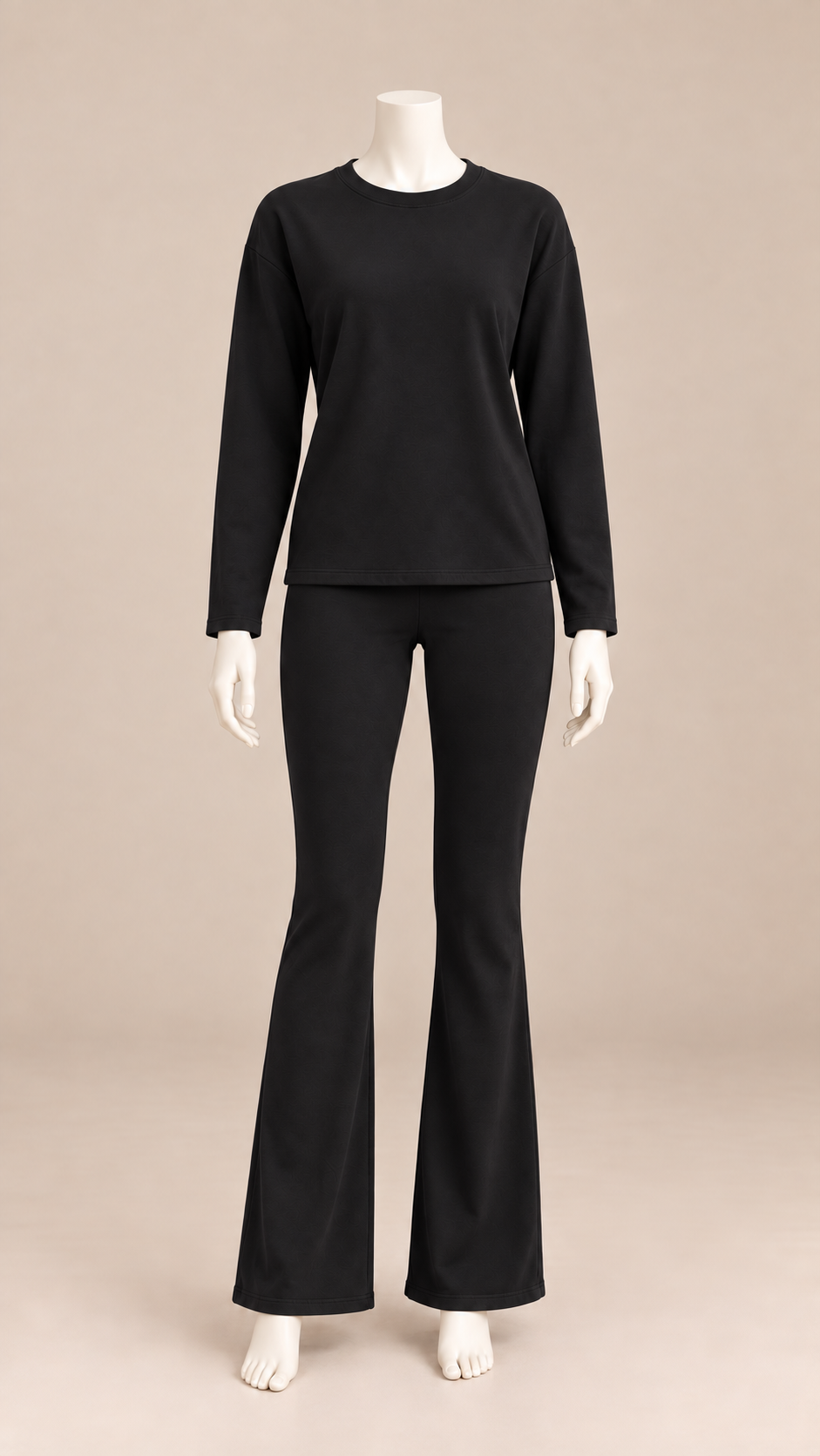 Noor Tie-Waist Set — Black mannequin front