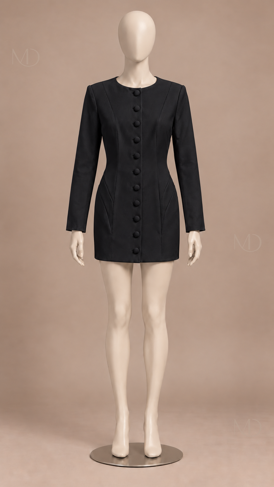 Elodie Collarless Blazer — Black mannequin front