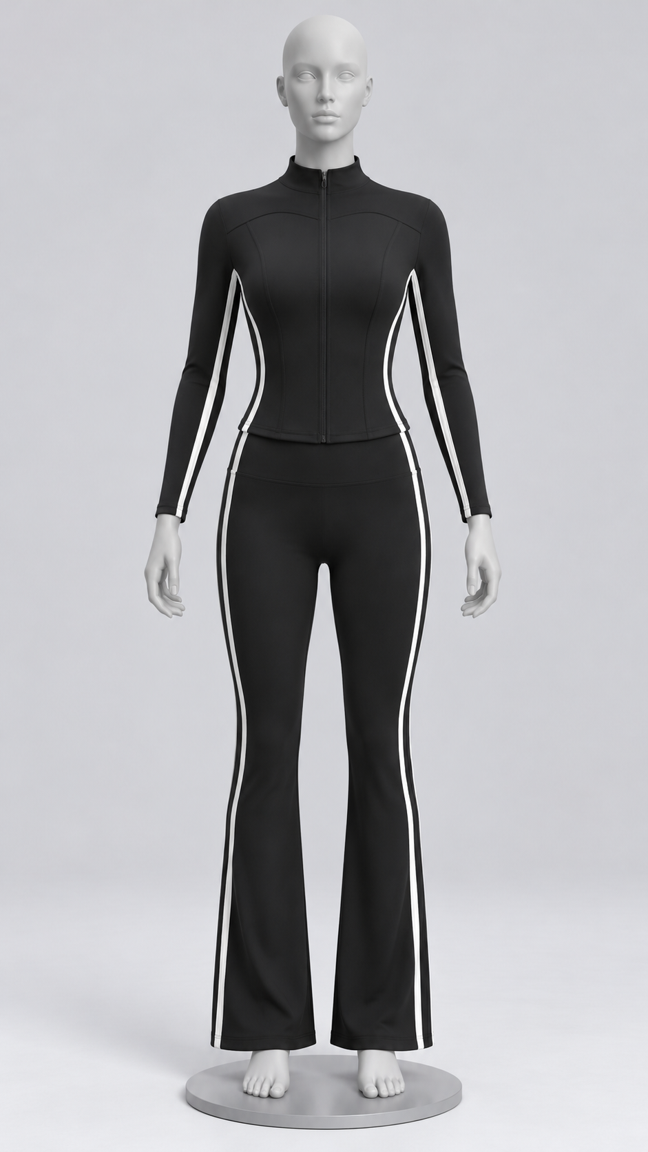Nimue Racer-Stripe Yoga Set — Black mannequin front
