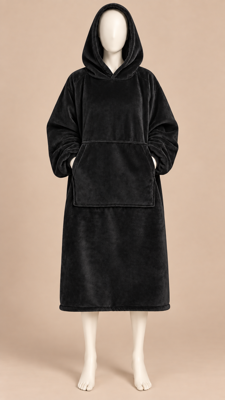 Maren Blanket Hoodie — Black mannequin front