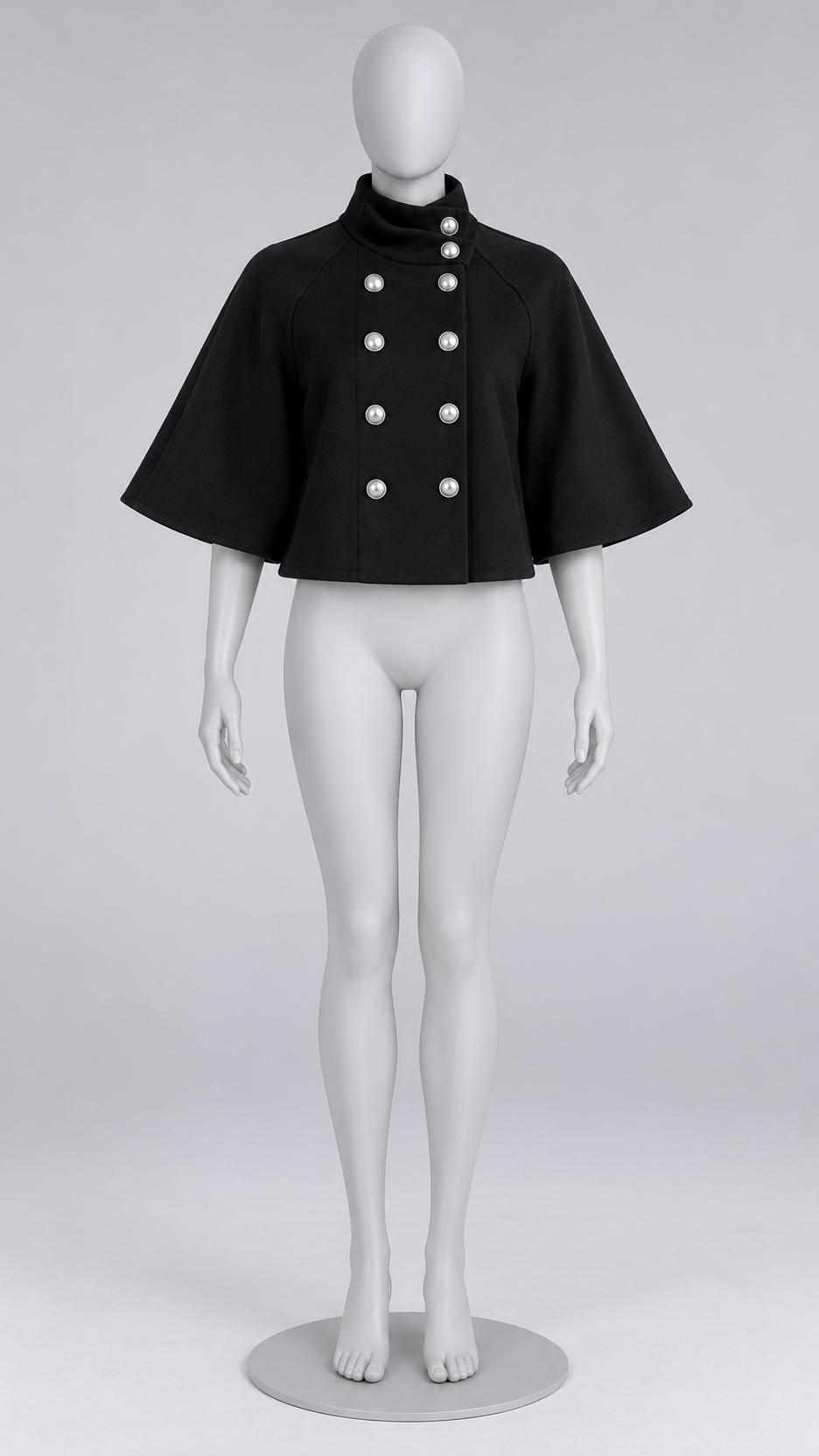 Gwendolyn Capelet Jacket — Black mannequin front