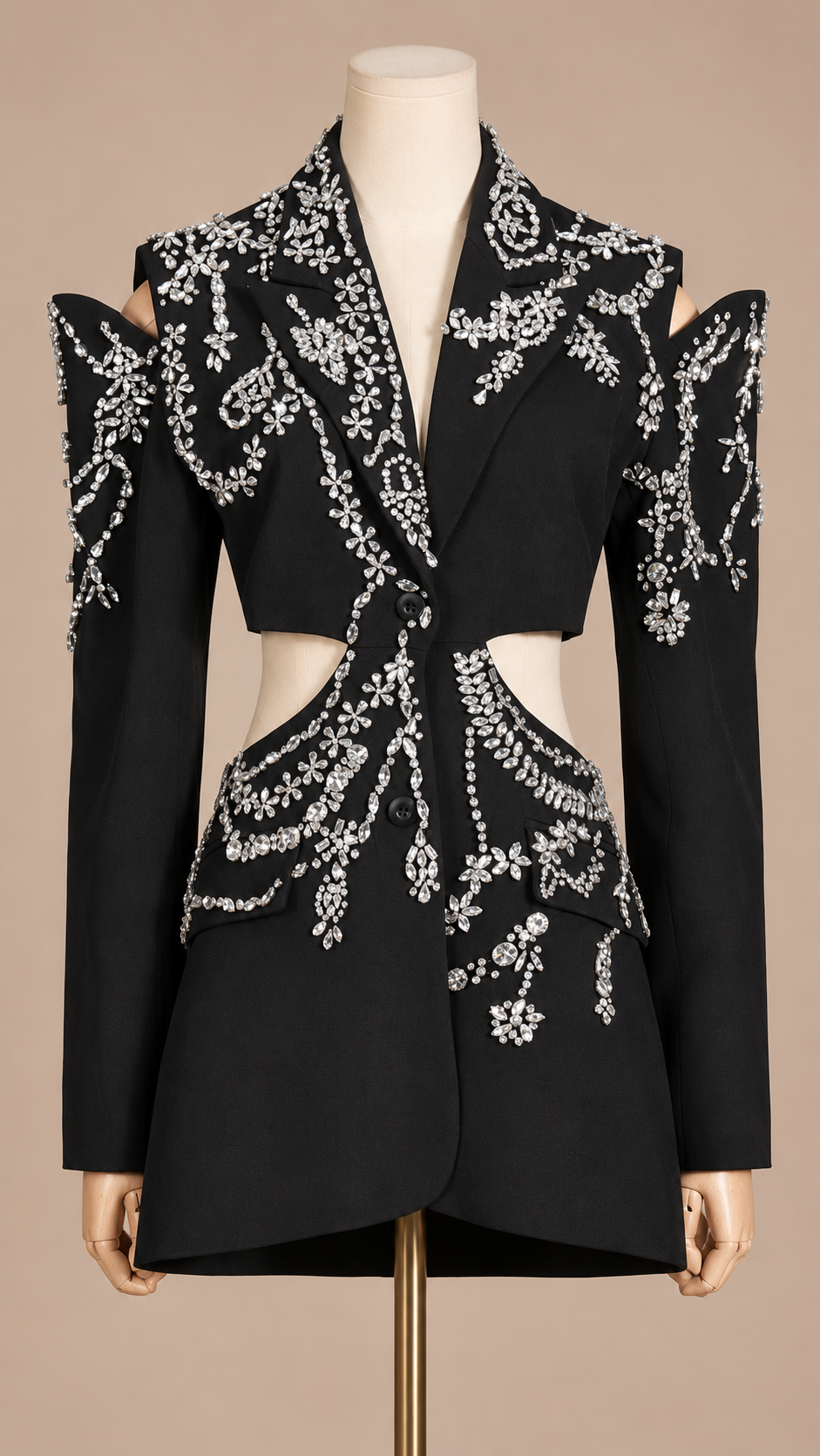 Seraphine Crystal Blazer — Black mannequin front
