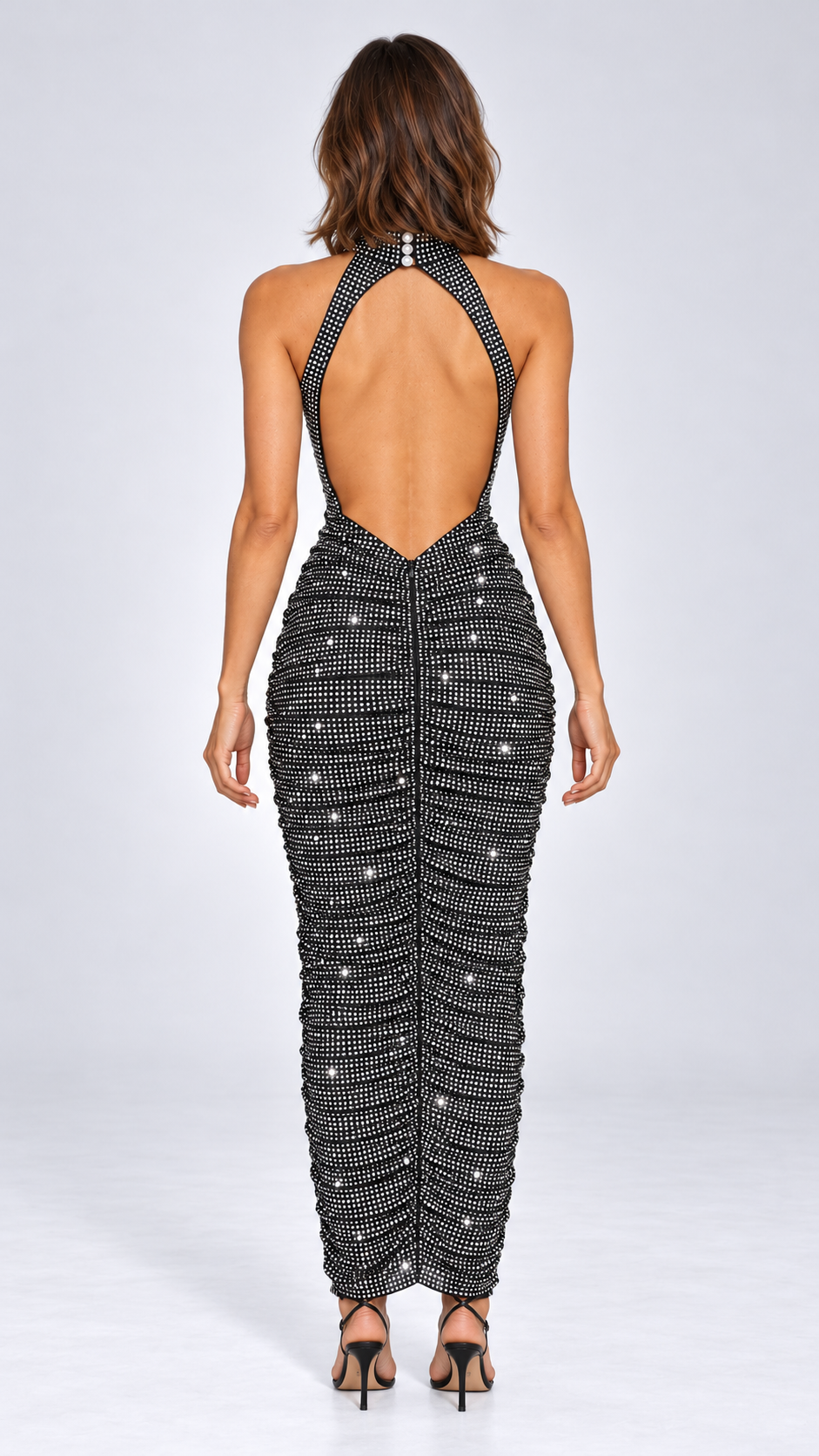 Odile Diamante Halter Maxi — Black model back