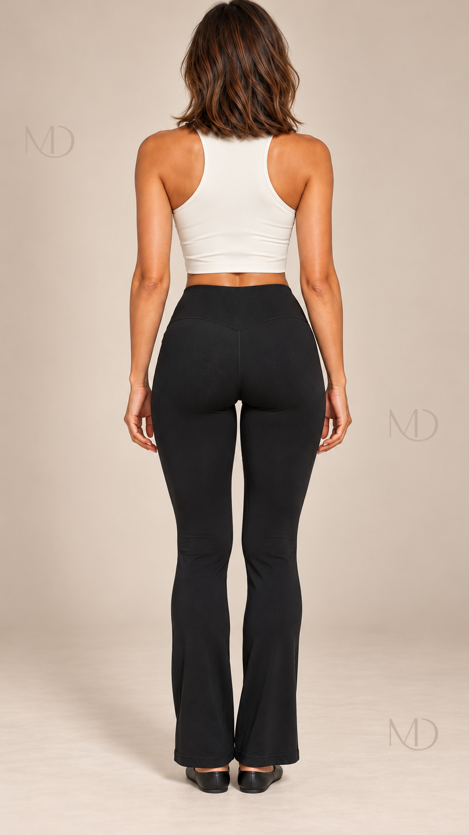 Ines Seamless Flare Pants — Black model back