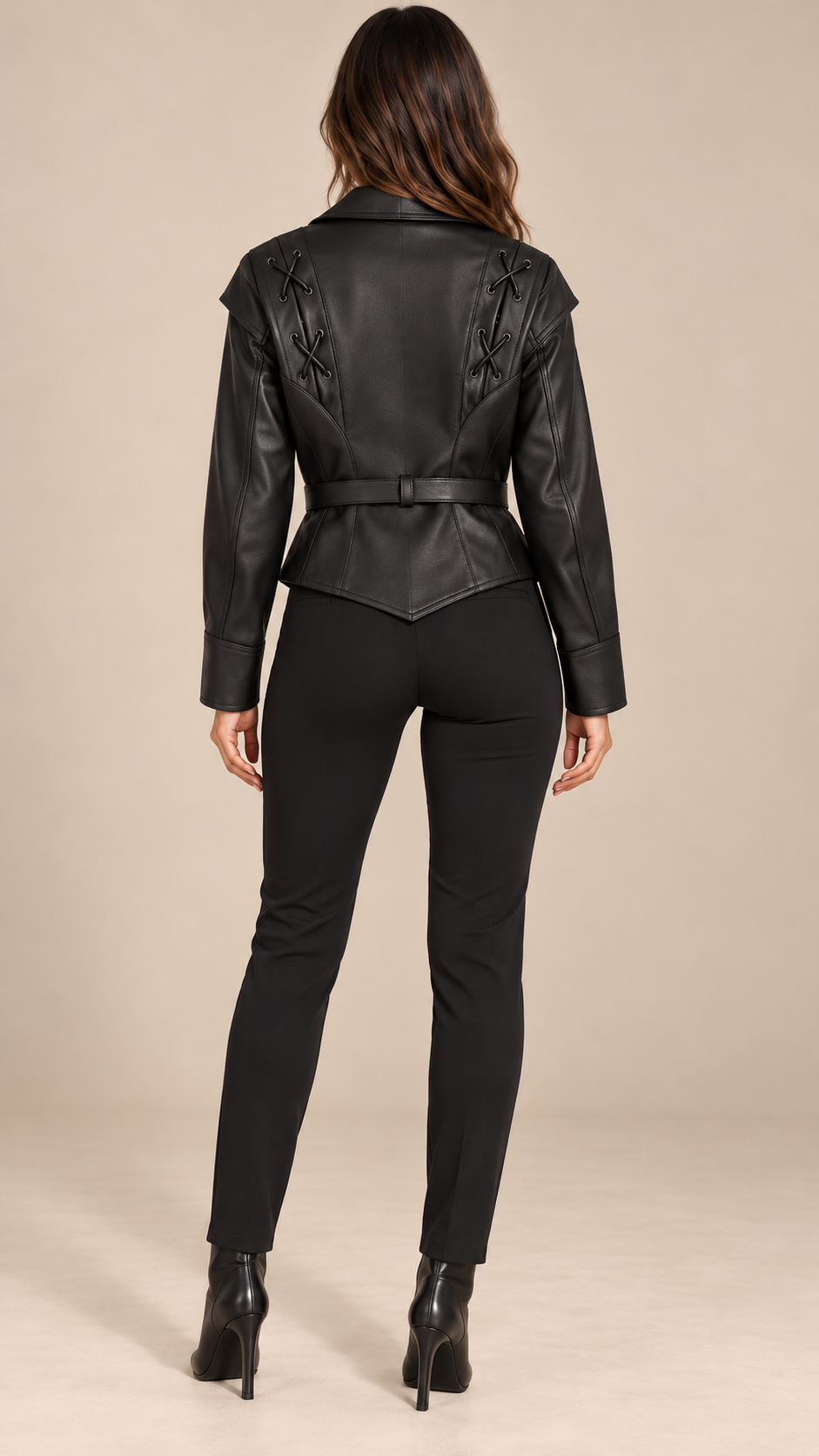 Annora Lace-Up Wrap Jacket — Black model back