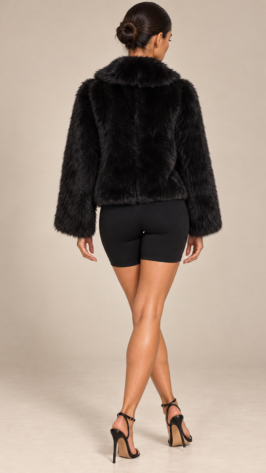 Josette Lapel Jacket — Black model back