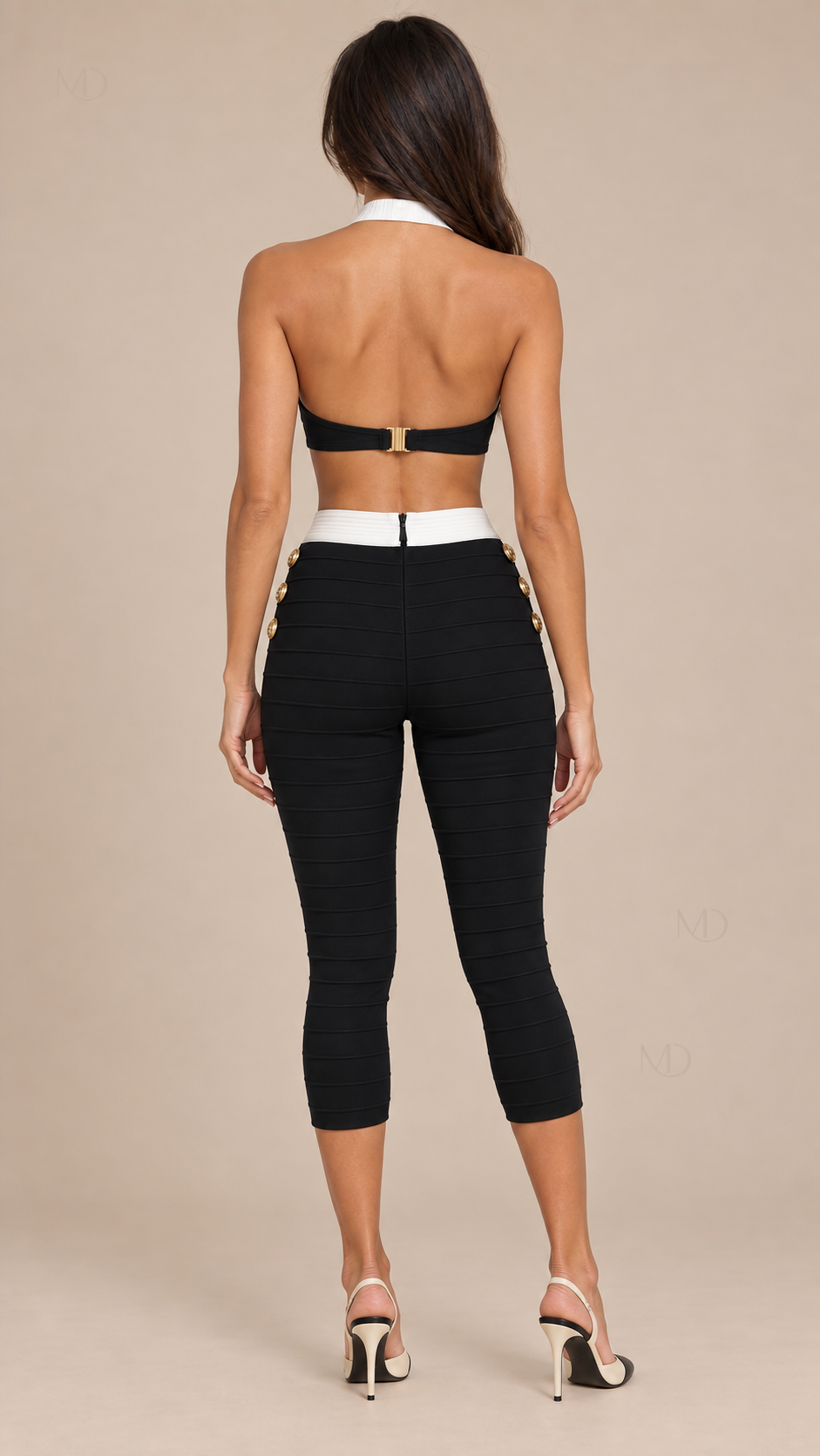 Odette Buckle Bandage Set — Black model back