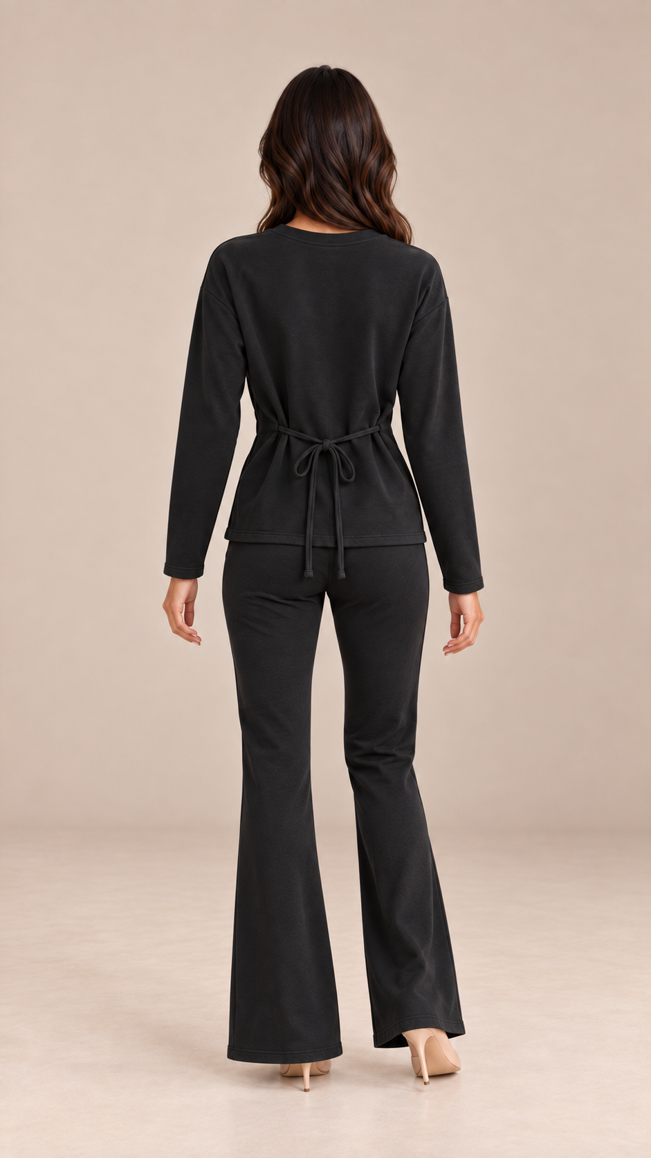 Noor Tie-Waist Set — Black model back