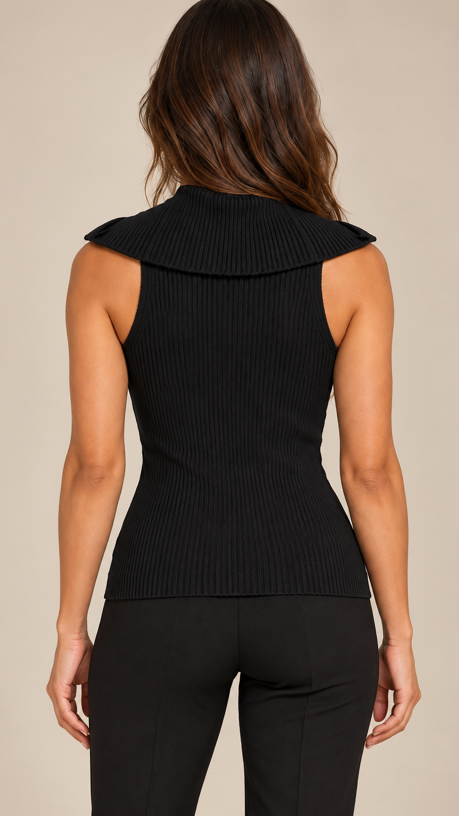 Elowen Wing-Collar Tank — Black model back