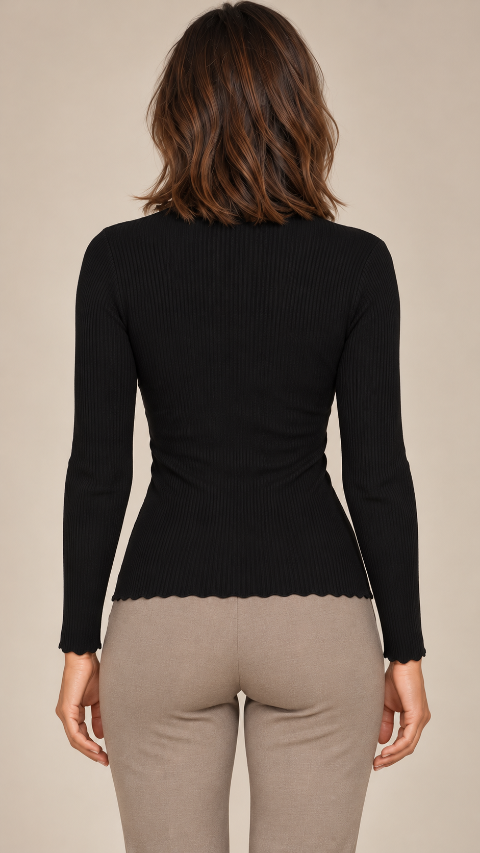 Sigrid Shell-Button Cardigan — Black model back