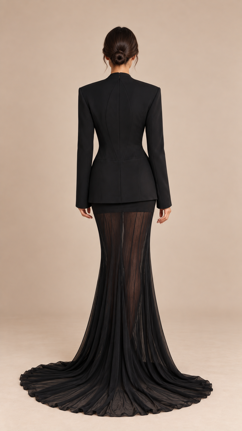 Vera Sheer Mesh Skirt Set — Black model back
