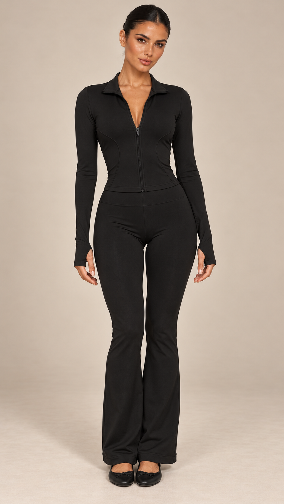 Kaia Contour Bootcut Set — Black model front