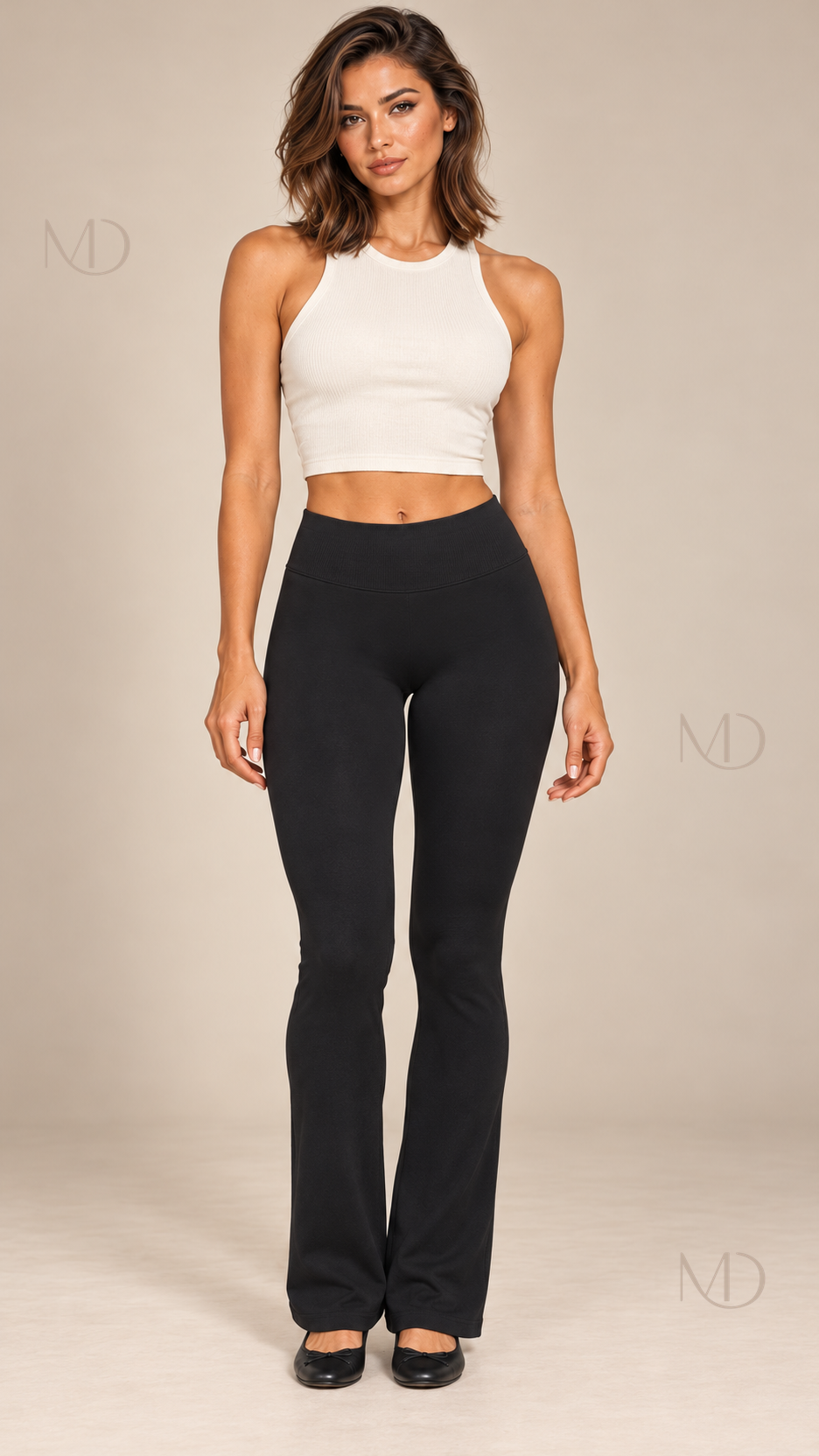 Ines Seamless Flare Pants — Black model front