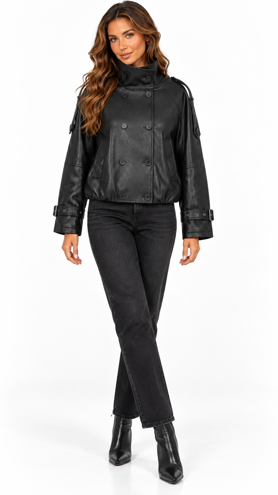 Romilly Funnel Jacket — Black model front