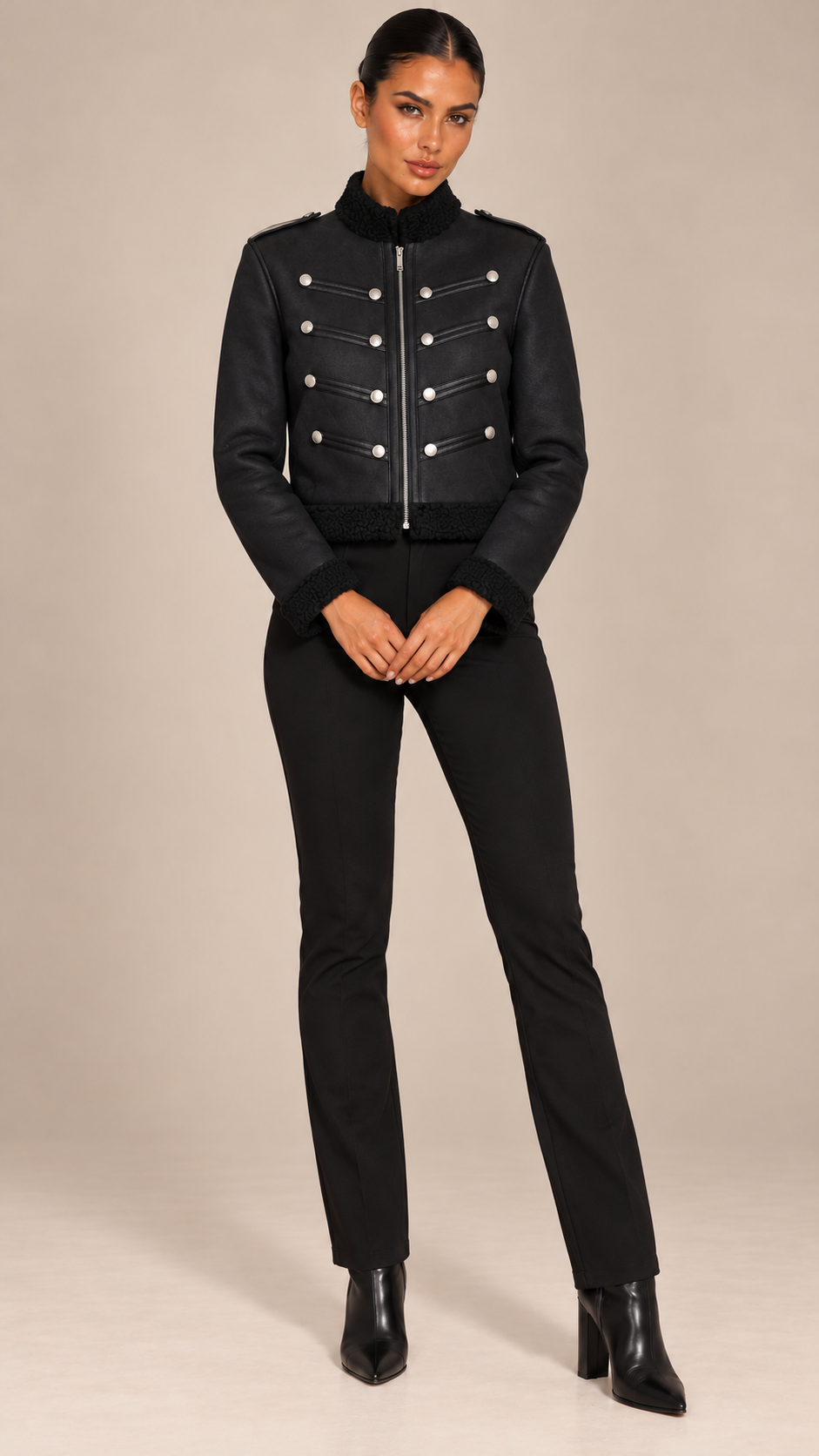 Clotilde Hussar Jacket — Black model front