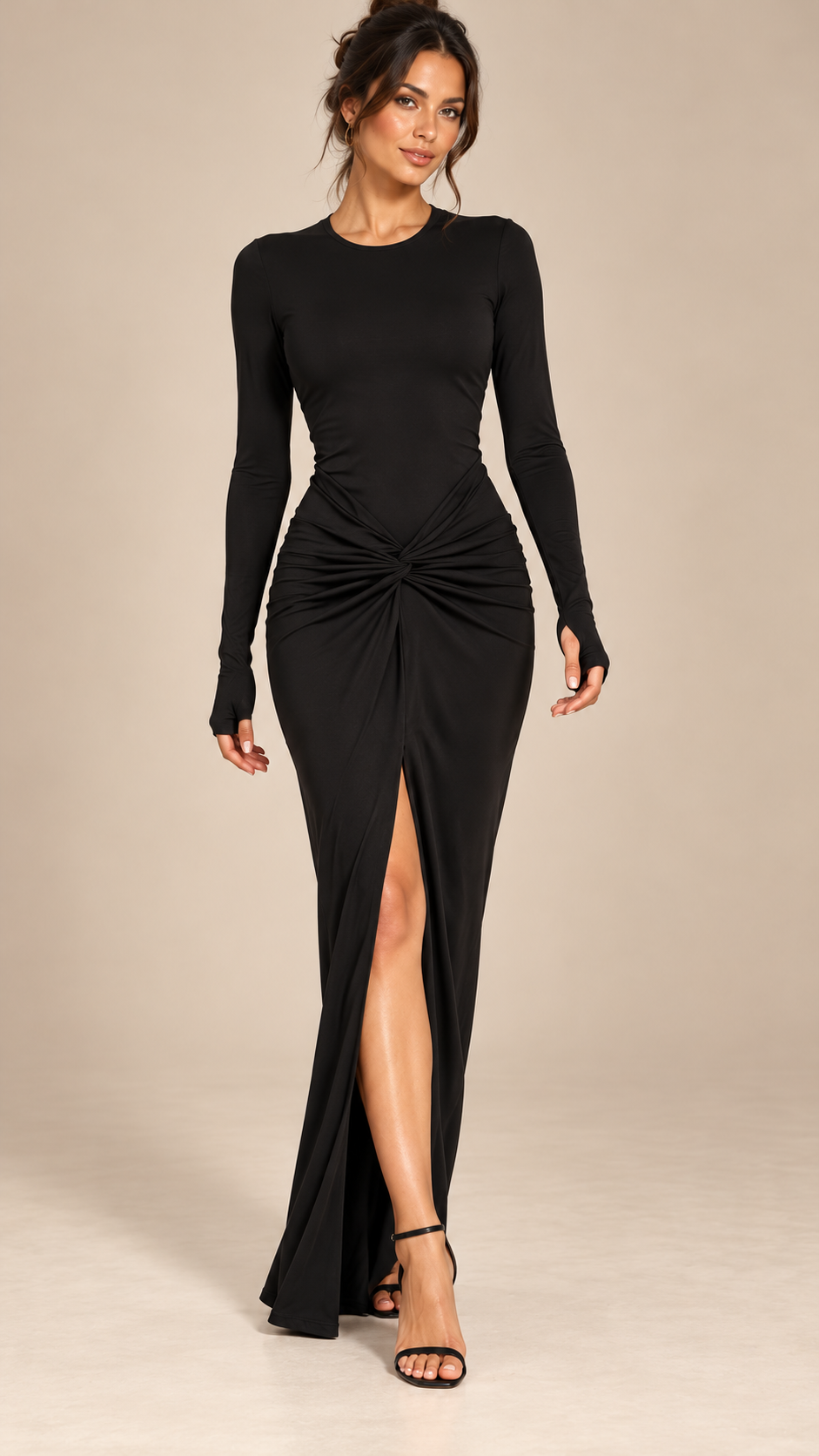 Ysolde Twist-Knot Maxi — Black model front