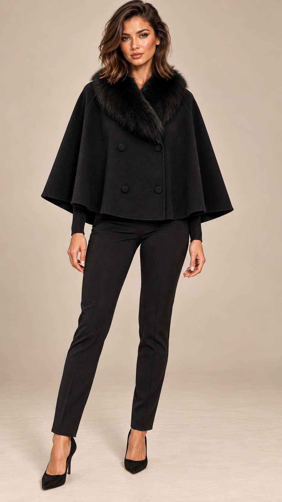 Colette Cape Coat — Black model front