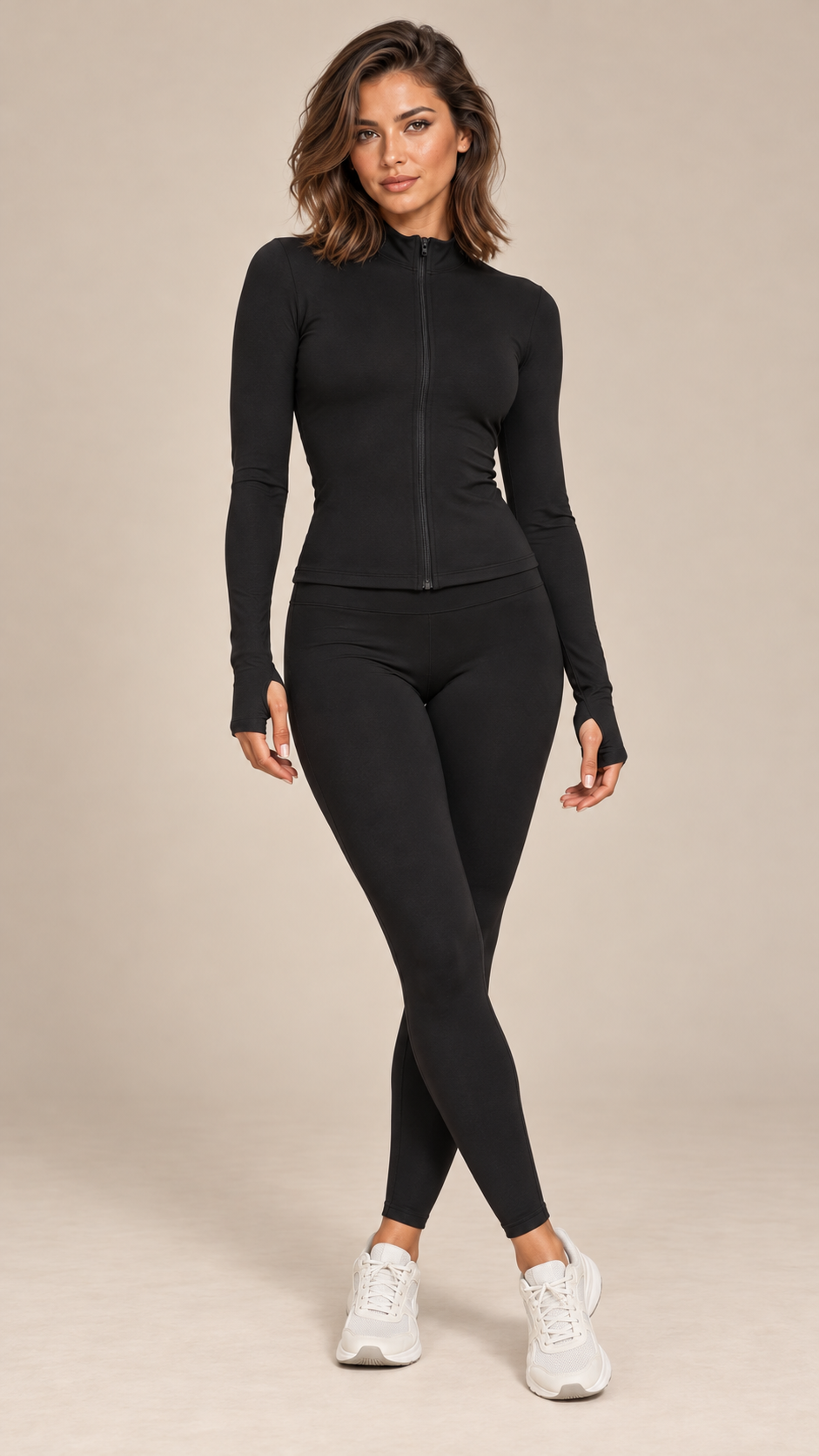 Kalinda Thumbhole Active Set — Black model front