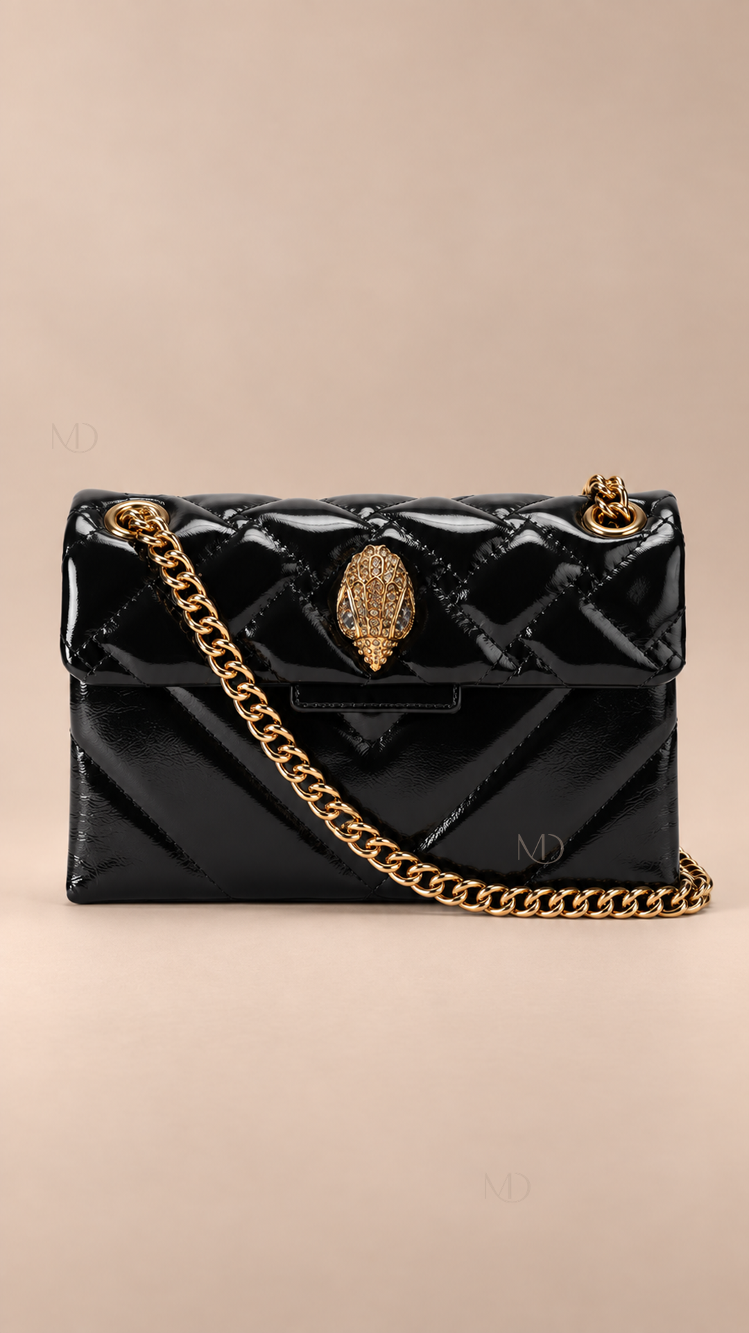 Kensington Quilted Chain Bag — Black product closed