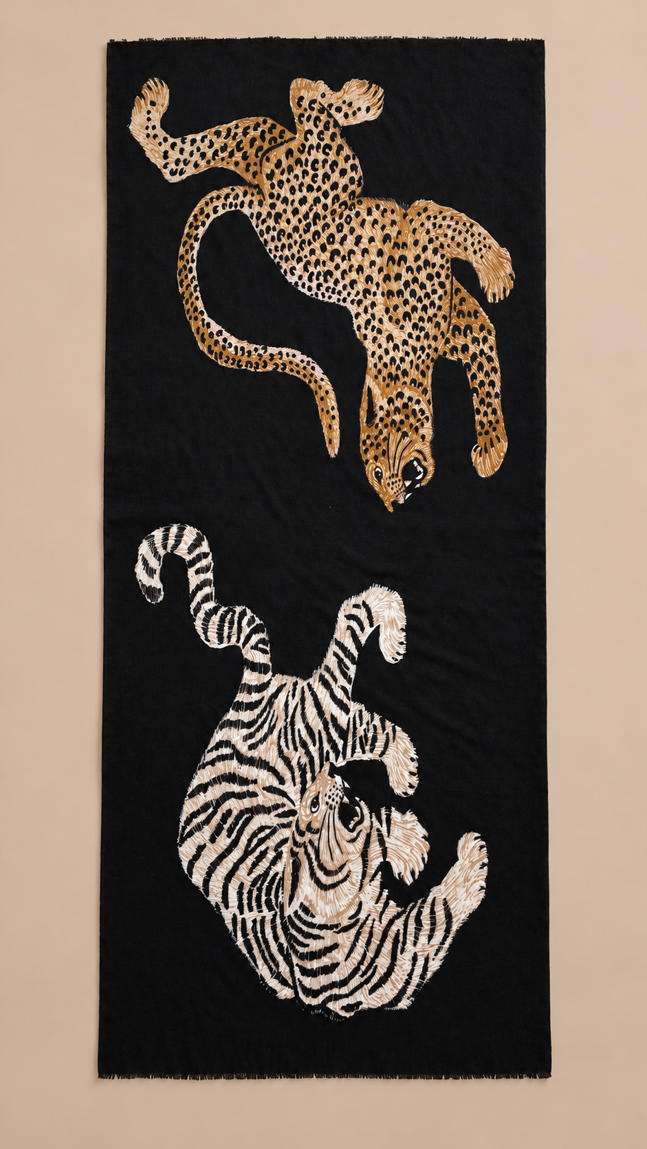 Ambrosine Leopard-Tiger Scarf — Black product only