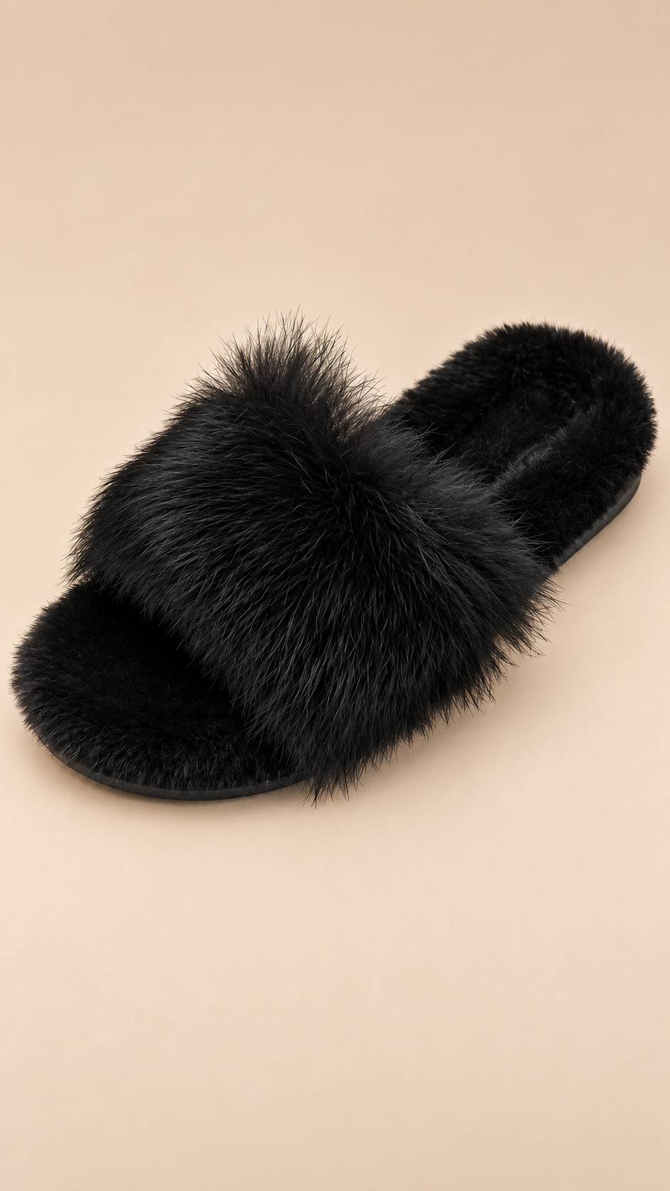 Paloma Rabbit-Fur Slide — Black product only