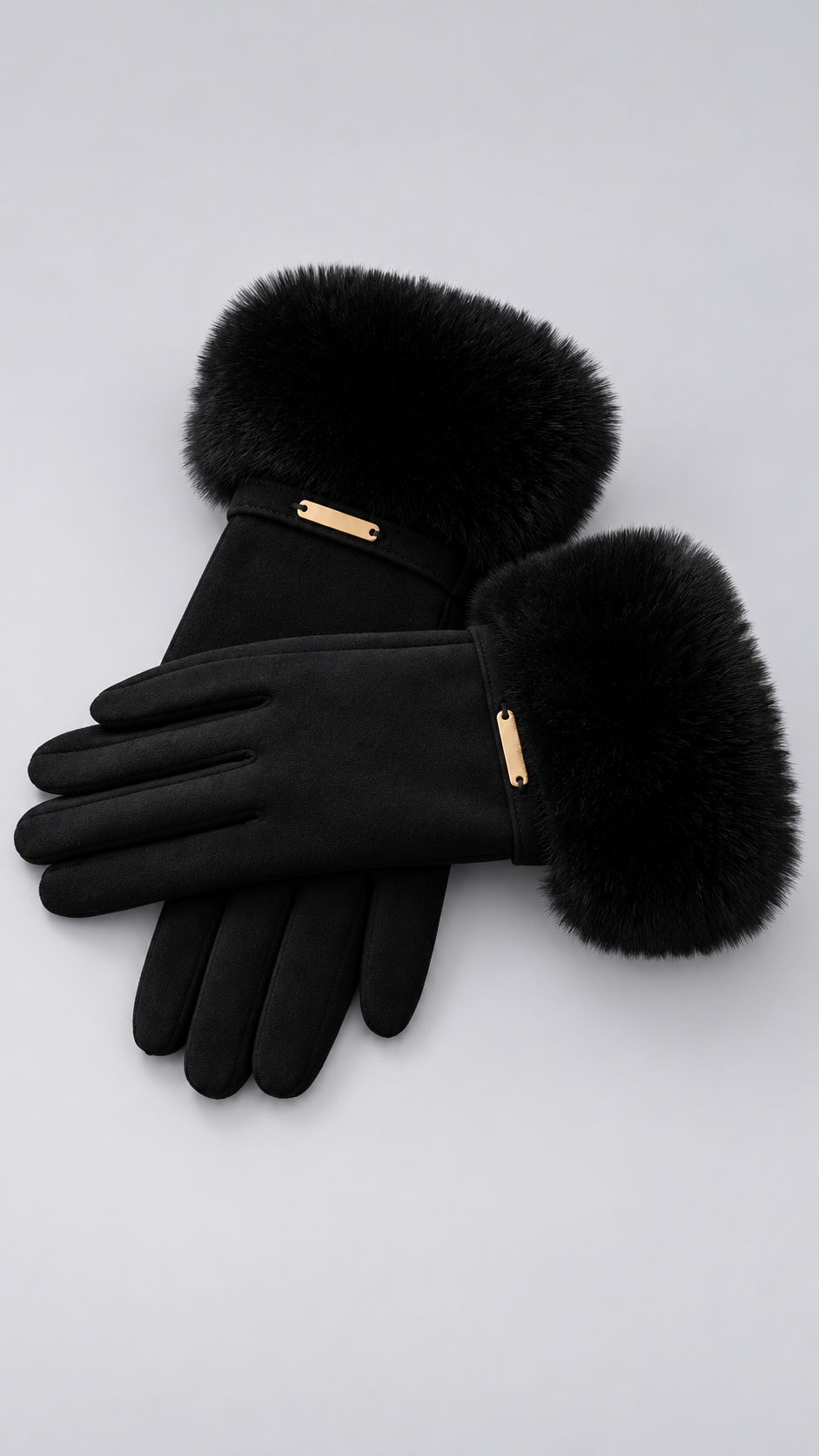 Albertine Plush-Cuff Gloves — Black product only