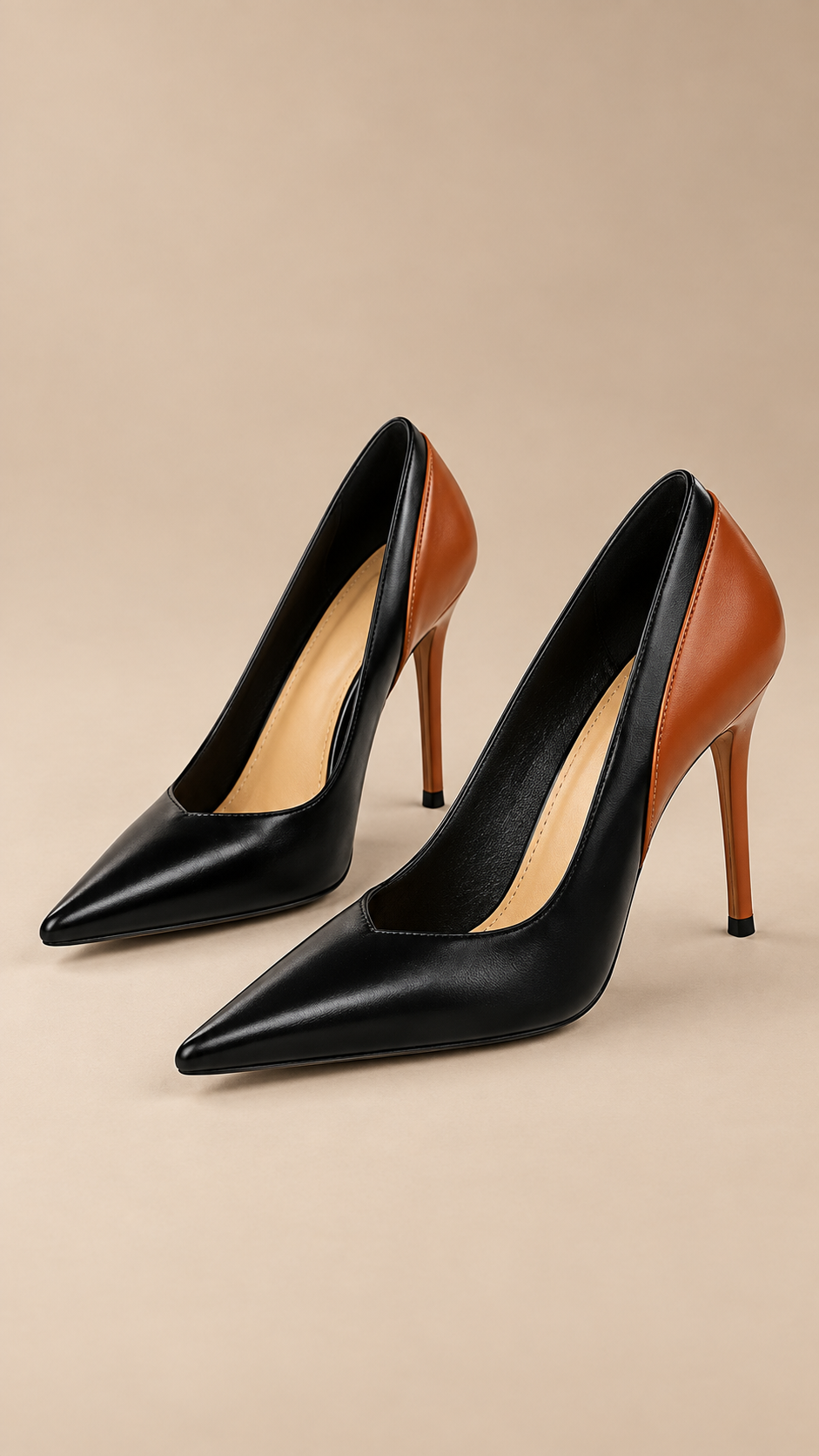 Valentina Two-Tone Stiletto Pumps — Black product only