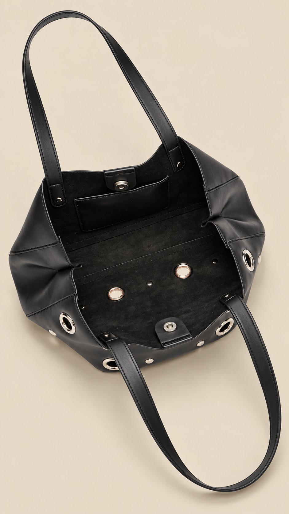 Noelia Eyelet Tote — Black product open