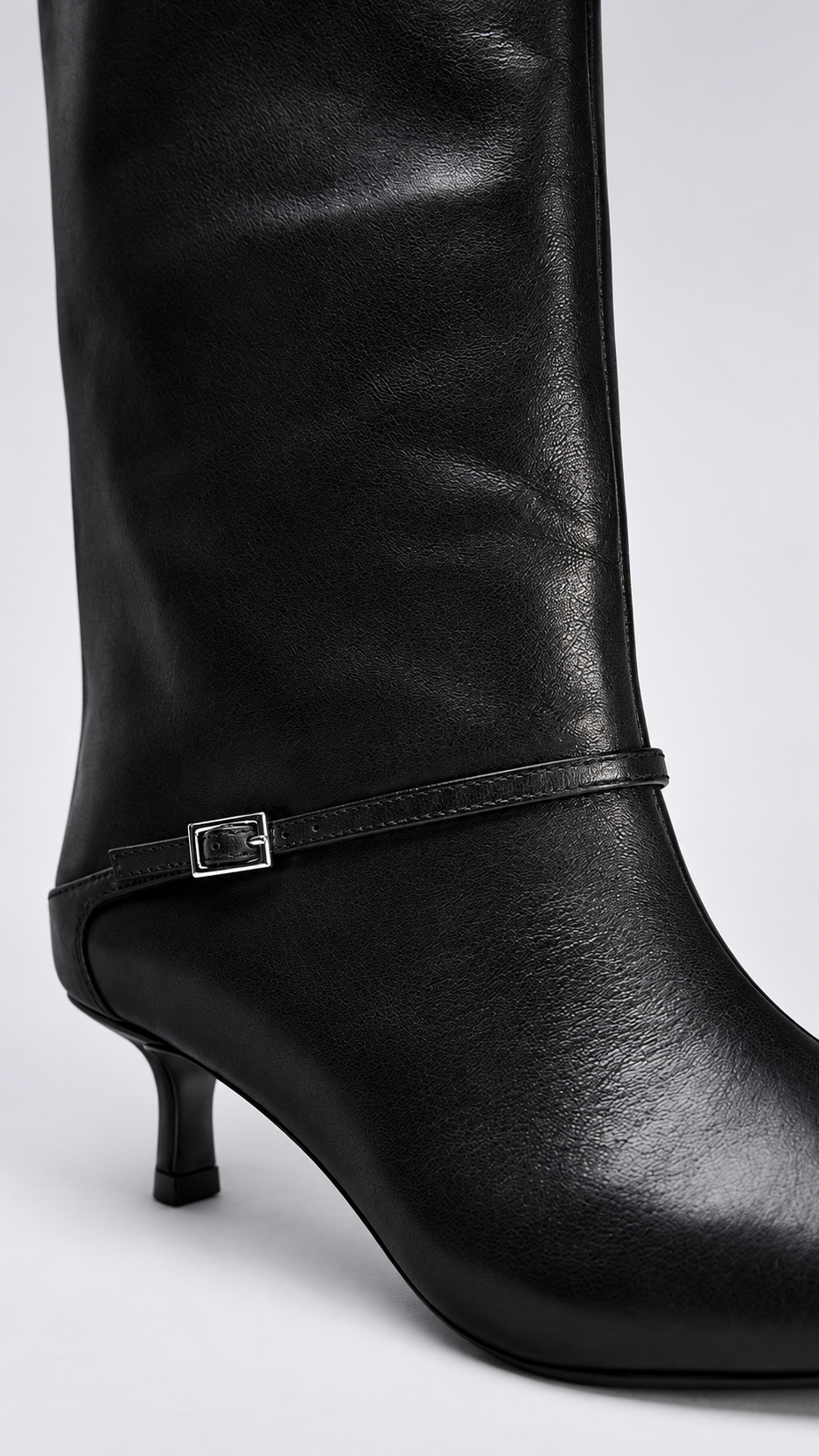 Isabeau Kitten-Heel Boot — Black shoe detail