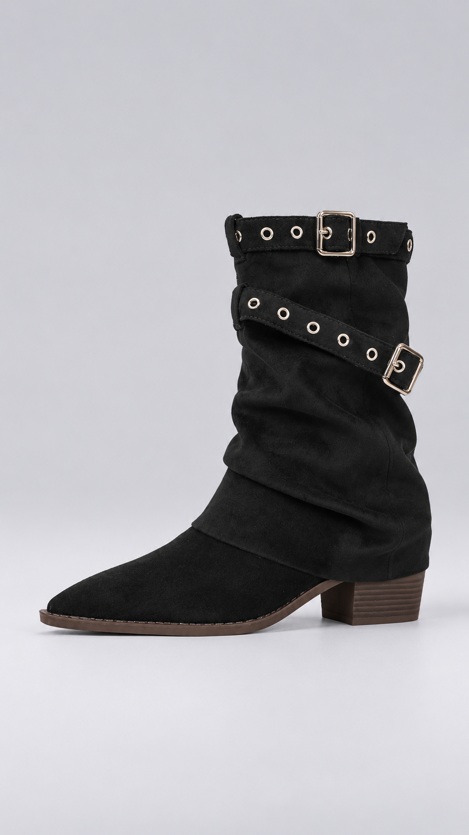 Annalena Grommet Slouch Boots — Black shoe side