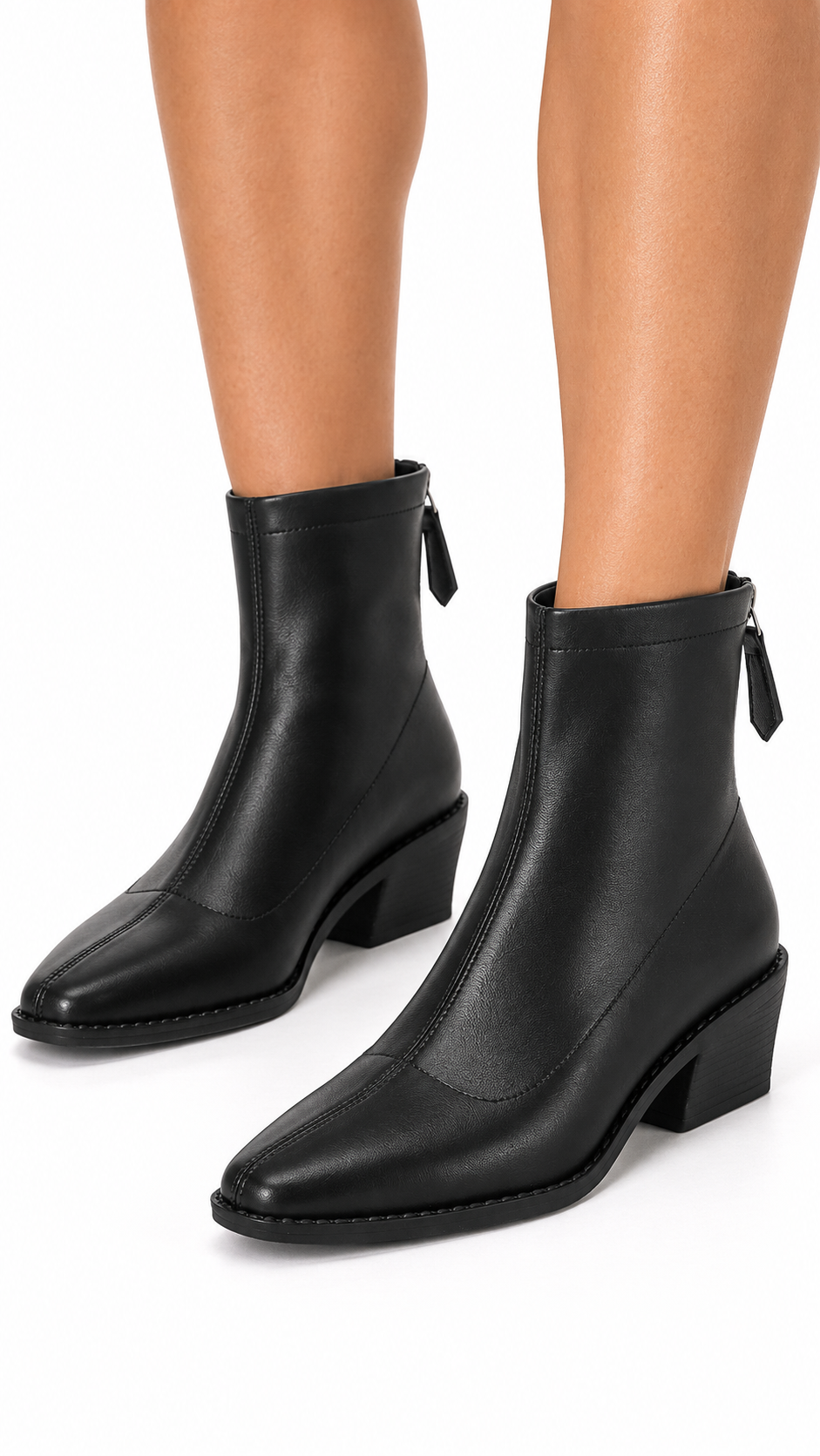 Tamara Square-Toe Boot — Black worn closeup