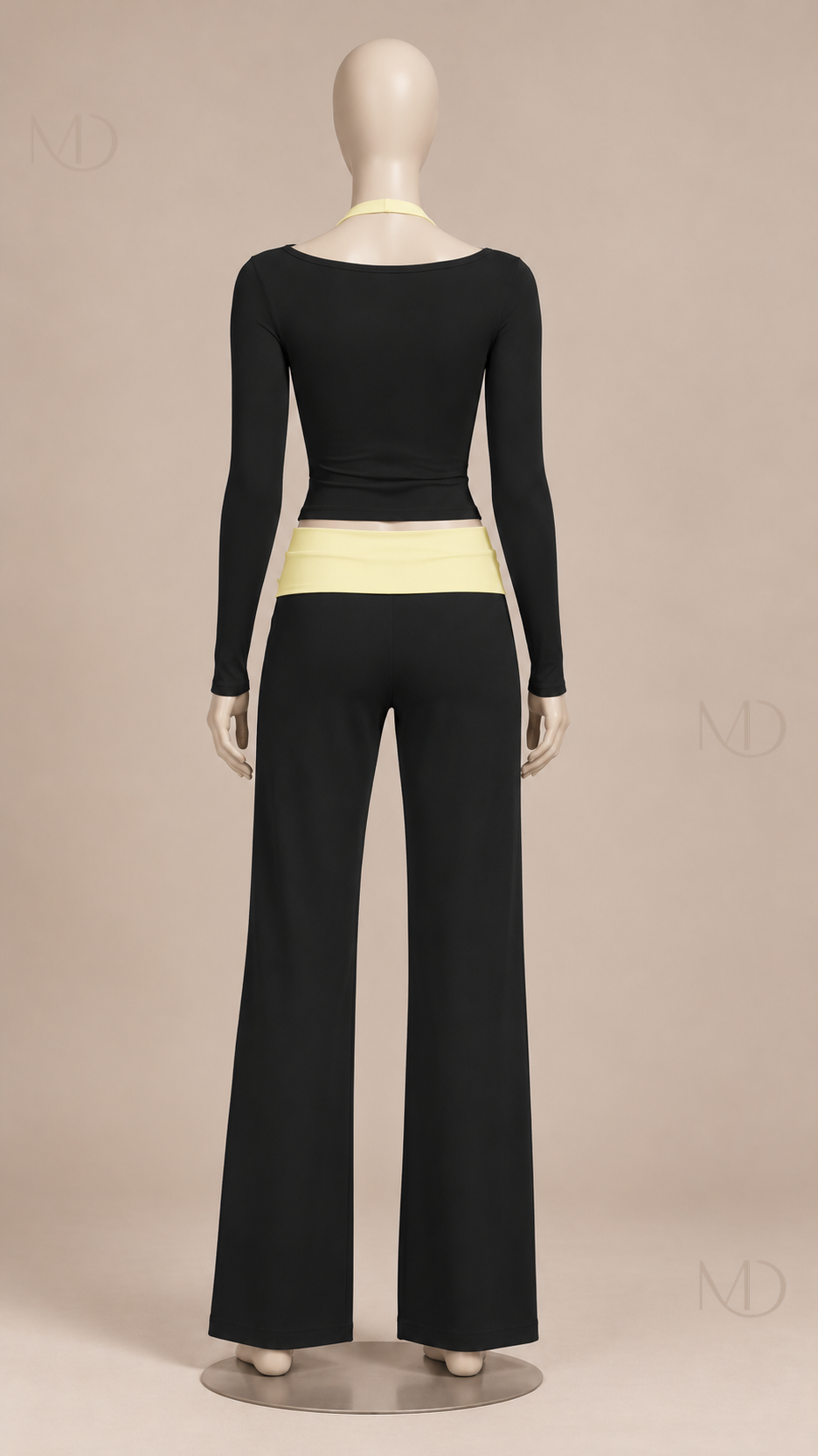 Rafaela Colorblock Lounge Set — Black Yellow mannequin back