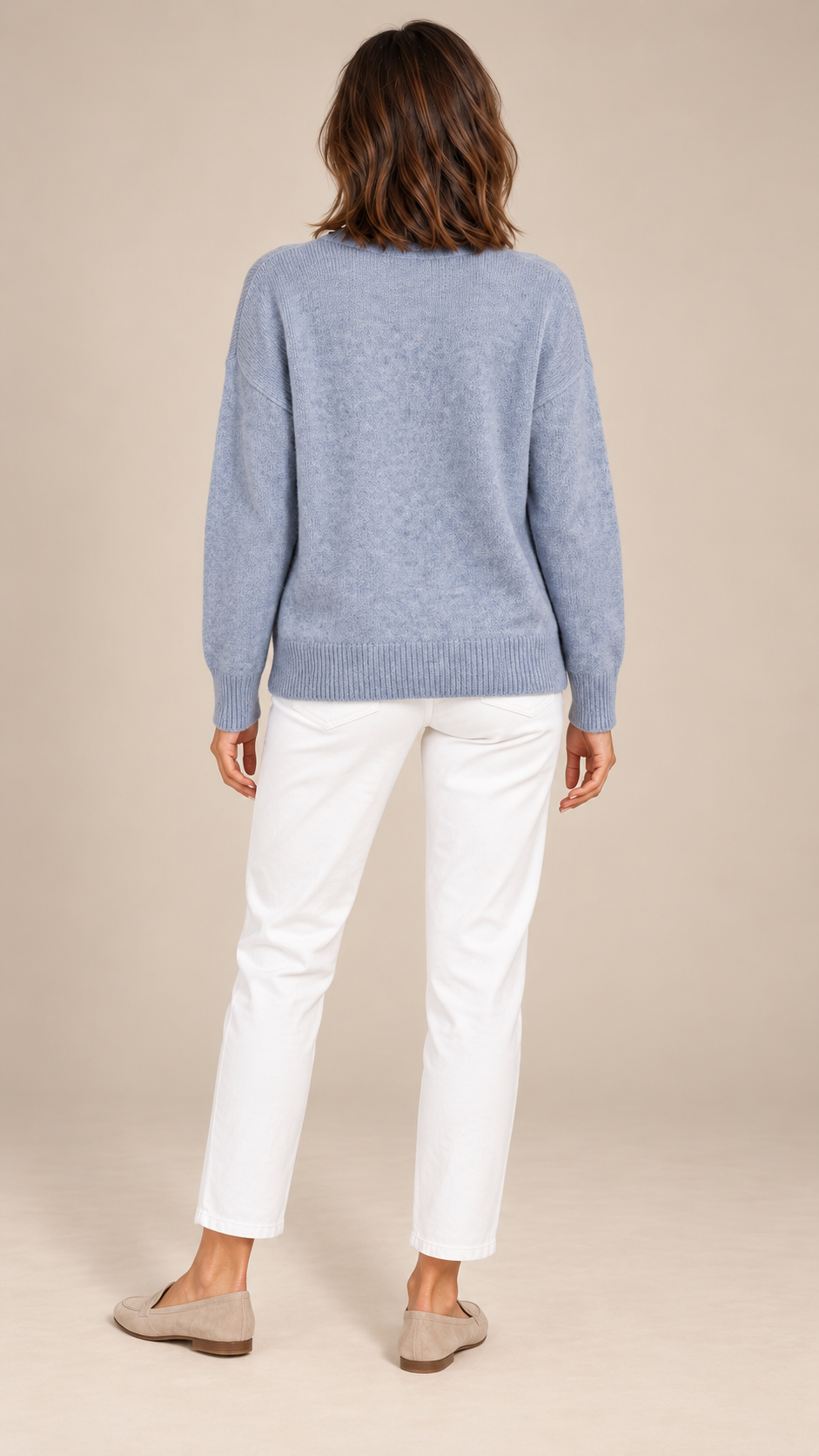 Marcelle Henley Sweater — Blue Gray model back