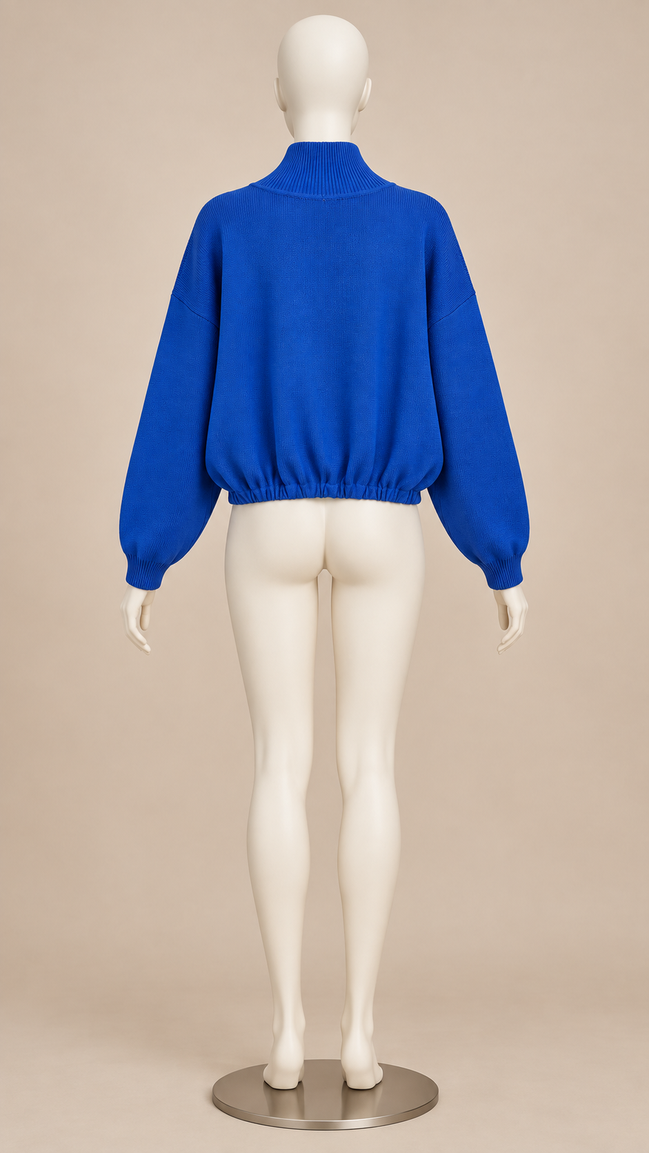 Valentina Bubble-Hem Sweater — Blue mannequin back