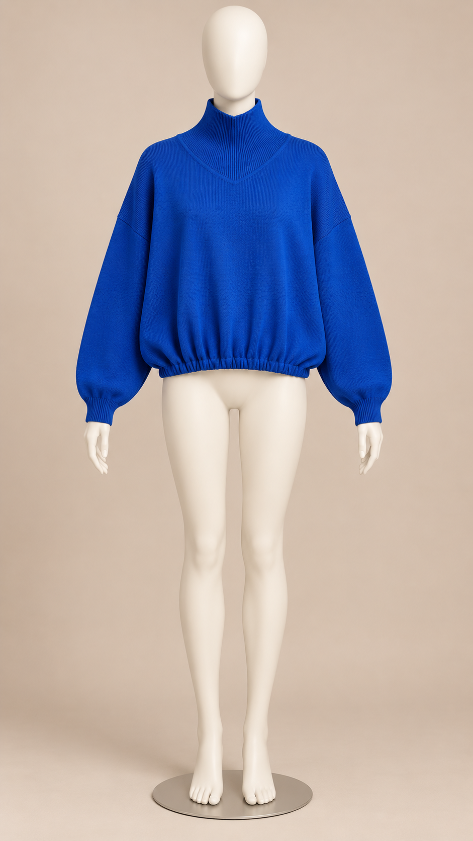 Valentina Bubble-Hem Sweater — Blue mannequin front