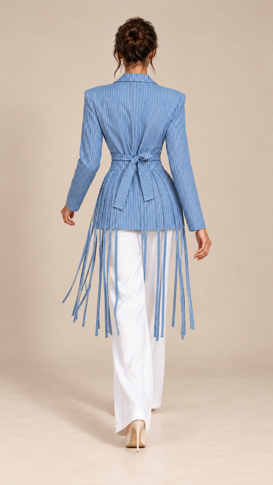 Solenne Tassel-Tie Blazer — Blue model back