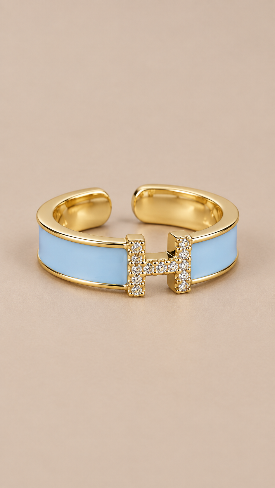 Hazel Enamel H Ring — Blue product only