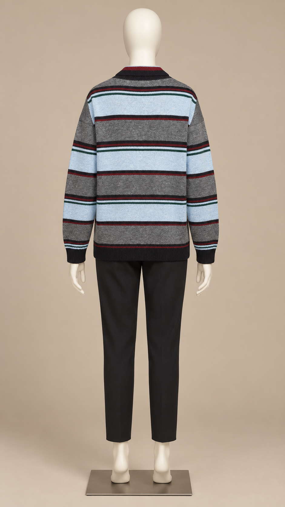Quinby Stripe-Trim Pullover — Blue Stripe mannequin back