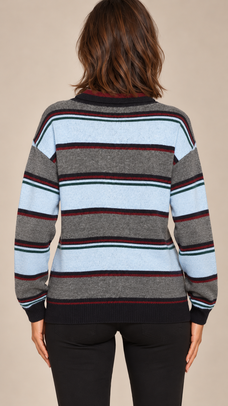 Quinby Stripe-Trim Pullover — Blue Stripe model back