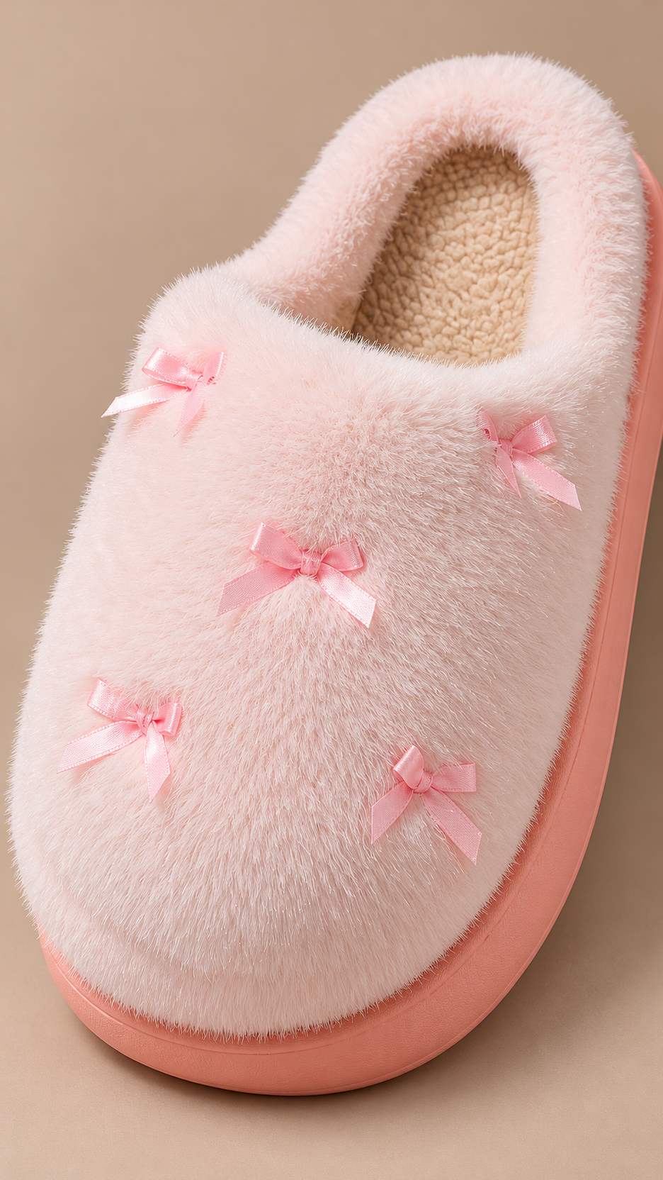 Delphine Cloud Slipper — Bow Pink shoe detail