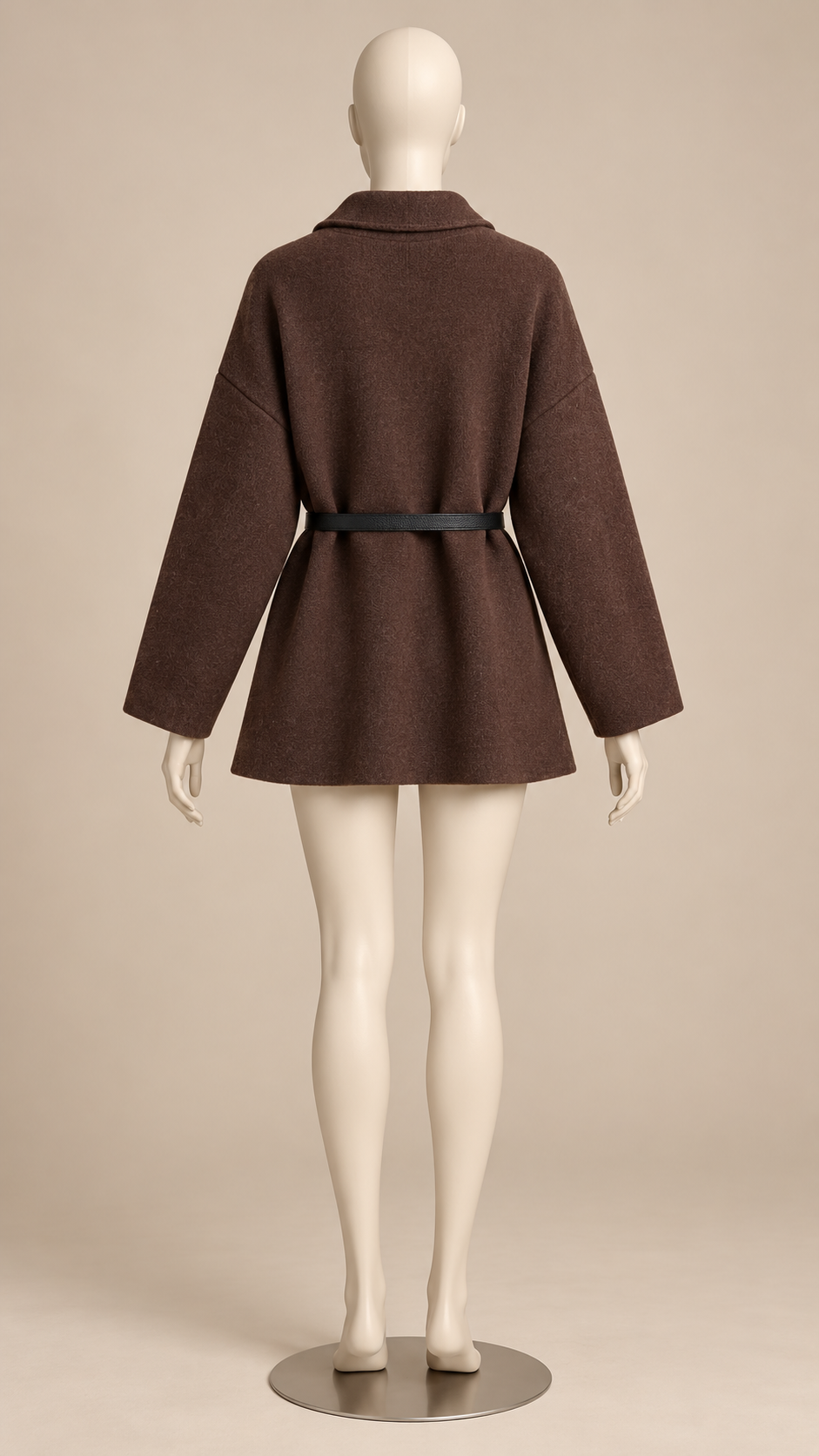 Philippine Sash-Belt Cardigan — Brown mannequin back