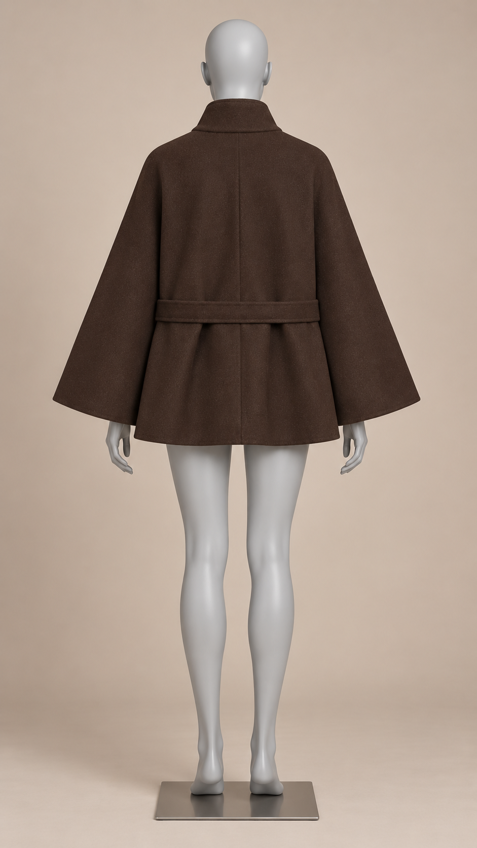 Antonella Cape Coat — Brown mannequin back