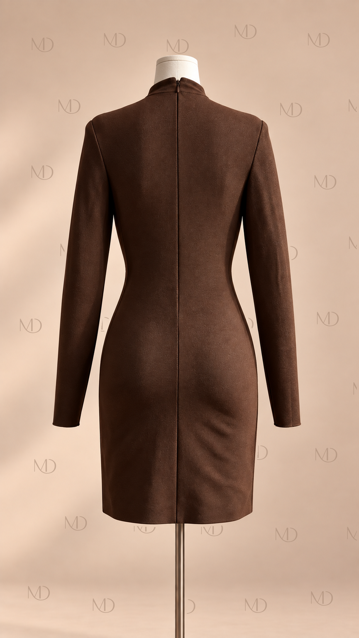 Sienna Fringe Mini Dress — Brown mannequin back