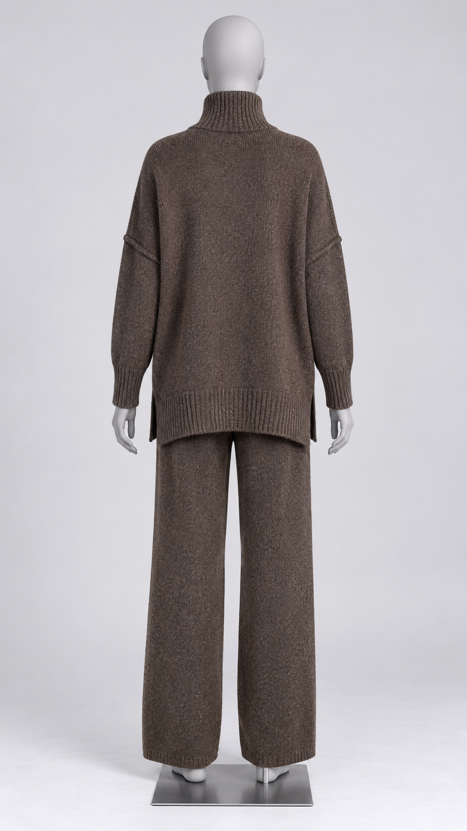Iolanthe Split-Hem Knit Set — Brown mannequin back