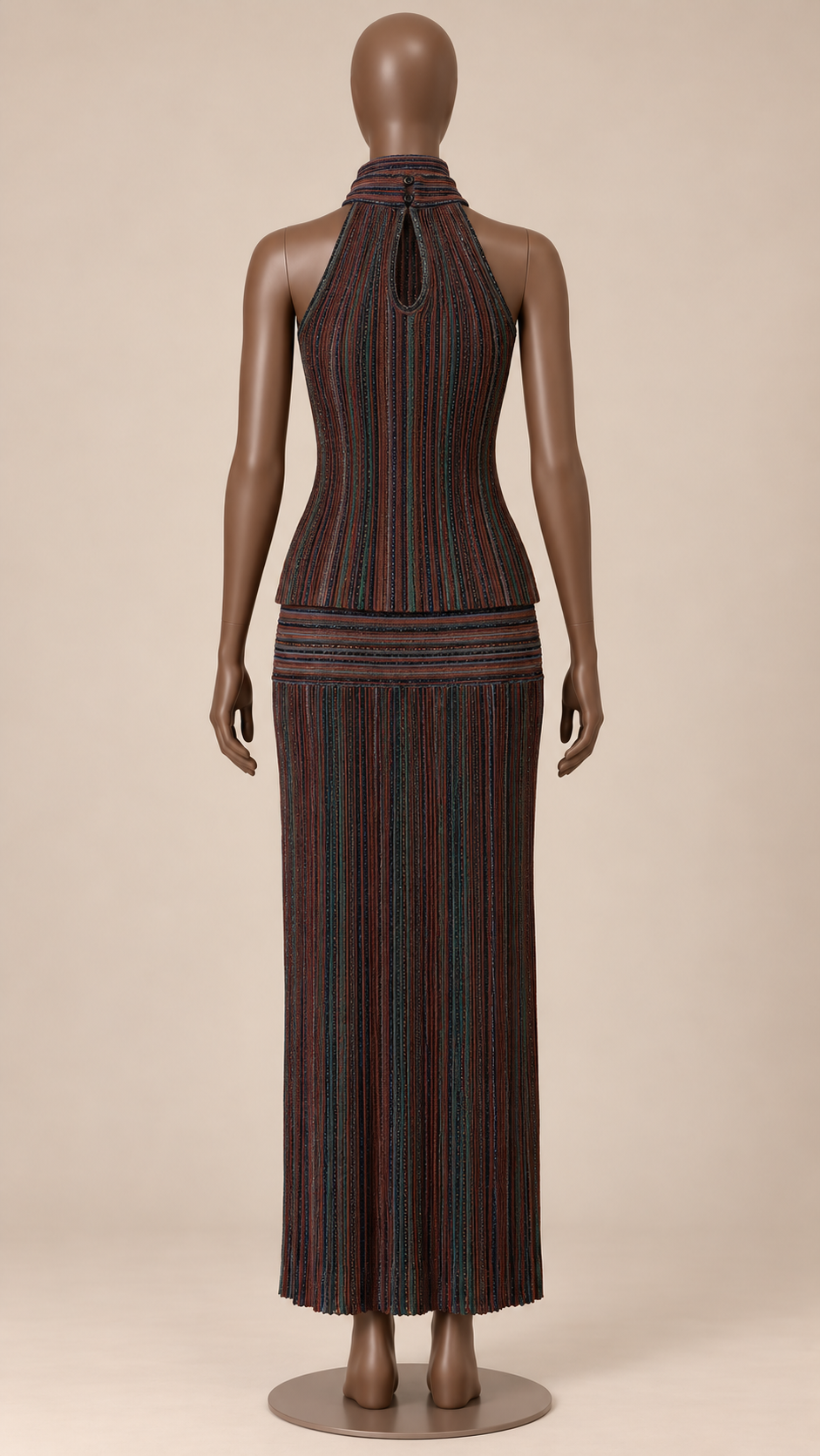 Ludivine Halter Skirt Set — Brown mannequin back